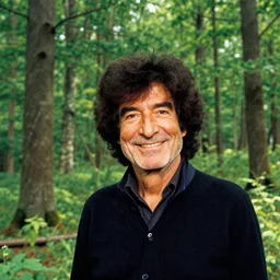 bob ross, trees instead of hair