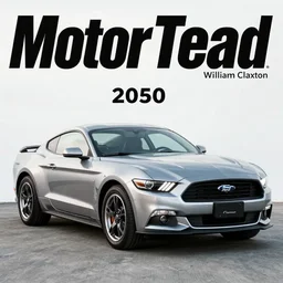 a photograph from Motor Trend magazine of the 2050 Ford Mustang taken by William Claxton