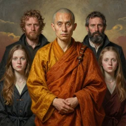 hyper detailed photorealistic majestic etheogenic monk portrait by alex grey, mark brooks, donato giancola, victor nizovtsev, scarlett hooft graafland, chris moore