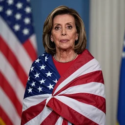 Oiled up Nancy Pelosi wrapped in the American flag