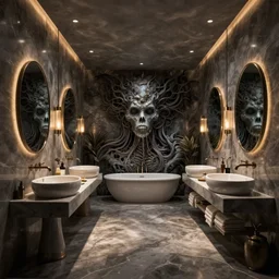 coherent, octane render, endless eternal bathroom from my nightmares