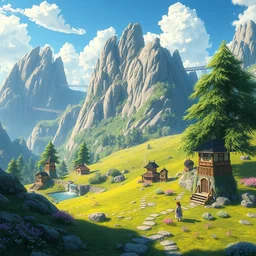 a beautiful fantasy landscape, photorealistic in the style of studio ghibli, cinematic camera