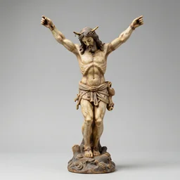 catholic dieselpunk muscular earthenware statue of jesus christ