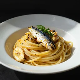 Spaghetti with sardines and bananas