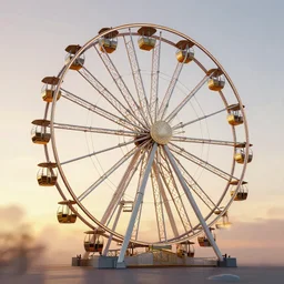 ferris wheel at sunrise, studio shot, studio lighting, bokeh, sharp focus, digital art, trending on artstation, behance, octane render, unreal engine 5, intricate, ornate, hyper realism, 1 0 0 mm