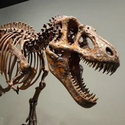 a award winning photo of a dinosaur fossil with long tooth, photorealistic, bones, detailed, 8 k