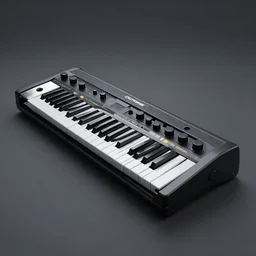 product concept octane engine render of black electronic melodica vray render, black keys, studiobackground, coherent, 3 d modelling, symmetrical, volumetric light, 8 k, post processed render, 4 k, hd