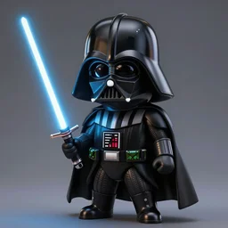 Darth Vader holding his lightsaber, Chibi