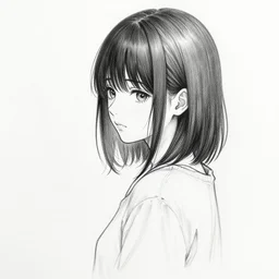 a lonely girl. japanese black and white manga, pencil sketch. hd, ultra clear detailed