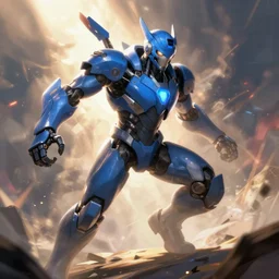 blue cyborg as an apex legends character digital illustration portrait design by, mark brooks and brad kunkle detailed, gorgeous lighting, wide angle action dynamic portrait