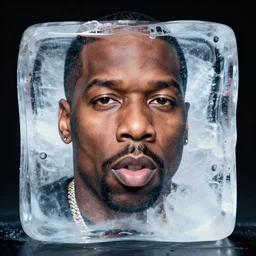 face of rapper ice cube in an ice cube