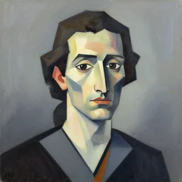 a gouache by erno rubik cubism, studio portrait of a man