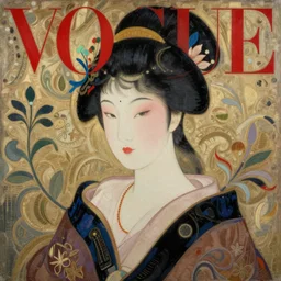 ukiyo - e vogue, intricate oil painting by greg rutkowski, trending on artstation