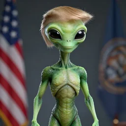 donald trump as a humanoid alien, photorealistic, 4 k hd