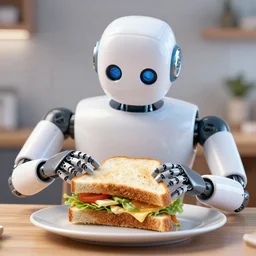 robot eating sandwich
