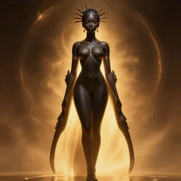 digital art by h r giger, black african princess, warm volumetric lighting, cosmic, symmetric, highly detailed, elegant, concept art, heavenly, god rays, glowing aura, intricate, sharp focus, illustration, alexandros pyromallis, bouguereau, rutkowski, artgerm, alphonse mucha