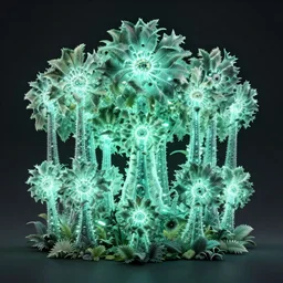 a digital render of a glowing fractal forest by greg Mumford, Julius Horsthuis, Trending on artstation, Trending on deviantart