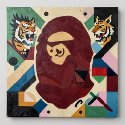 Bape x Tiger Dragon Painting by Sachin Teng, asymmetrical, Organic Painting , Matte Painting,  geometric shapes, hard edges, graffiti, street art,:2 by Sachin Teng:4