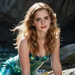 emma watson as sea mermaid, artwork by artgerm,