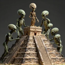 aliens brainsuckers kills sacrifice aztecs on top of aztec pyramids, perfect faces, fine details, studio lighting, close view, subtle shadows, art by katsuya terada, photorealism, hyper realism, octane render, hyper detailed, medium shot, 8 k, raw, unedited, in - frame,
