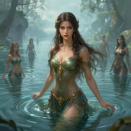 the goddess of the lake, highly detailed, d & d, water everwhere fantasy, highly detailed, digital painting, trending on artstation, concept art, sharp focus, global illumination, ray tracing, illustration, art by artgerm and greg rutkowski and fuji choko and viktoria gavrilenko and hoang lap