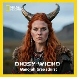 Viking woman tribal, red hair,, photograph, national geographic, award winning.