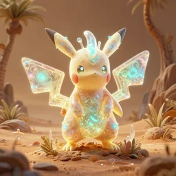 ( pokemon ) creature creature in a desert lush oasis, warm tones, bioluminescent bioluminescent translucent translucent : : by michal karcz, daniel merriam, victo ngai and guillermo del toro : : ornate, dynamic, particulate, intricate, elegant, highly detailed, centered, artstation, smooth, sharp focus, octane render, 3 d
