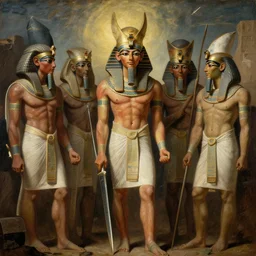 epic masterpiece ordeal of the traveller in Ancient Egypt by Howard Lyon and neoclassic painting, fantastic reality, detailed and beautiful faces, dramatic lighting, establishing shot, 8k resolution – W 1024