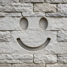 dry stone wall with pareidolia of happy face