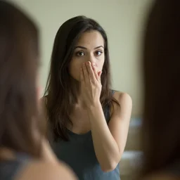 a cinematicphoto, a woman in the mirror, ultra realistic, canon, 3 5 mm, bokeh, coherent