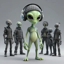 stoned alien with headphones and knitted cap, extremely detailed, sharp focus, wide view, full body pose, smooth, digital illustration, by james jean, by rossdraws, frank franzzeta, mcbess, sakimichan, brosmin, danton fadeev, steve simpson