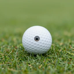 golfing with eyeball as golf ball