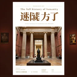 scan of the national art museum museum exhibition promotional poster of an exhibition called the full history of humanity