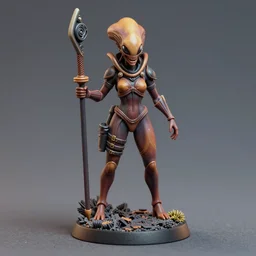 80mm resin detailed miniature of a Alien and a Female warrior, Product Introduction Photos, 4K, Front view, Full body