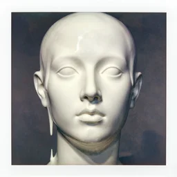 a liquid white clay porcelain portrait of a human face melt down flow go runny, realistic detailed watercolor polaroid, grainy image, contrast