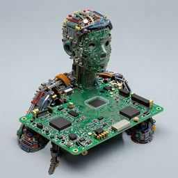 person made out of motherboards, circuitry exposed, reepsone, high detail, award winning, 3 3 mm, 4 k