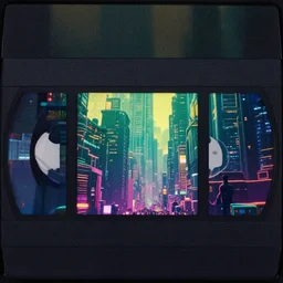 vhs screenshot of cyberpunk city dystopian