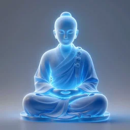 a fantastical glowing young monk made of blue aura illustrated by artgerm and greg rutkowski