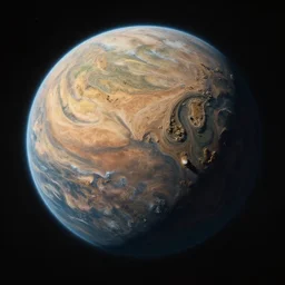 A realistic landscape of an unknown planet, new matierials, creative, abstract but coherent.
