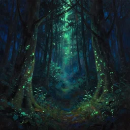 the hidden forest at night digital painting bioluminance alena aenami artworks in 4 k design by lois van baarle by sung choi by john kirby and artgerm style pascal blanche and magali villeneuve