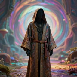 robed figure on psychedelic trip, cinematic shot, epic composition, fine details, octane render, 8 k, depth of field, concept art, digital art, deviantart artstation, extremely detailed, very sharp,