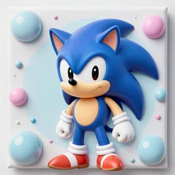 cute sonic the hedgehog by shusei nagaoka, kaws, david rudnick, airbrush on canvas, pastel colours, cell shaded, 4 k, surreal airbrush art album cover of a liquid bubbles airbrush art lsd taffy dmt sonic the hedgehog dashing through cotton candy, purple checkerboard background, 1 9 9 0 s 1 9 9 2 sega genesis rareware video game album