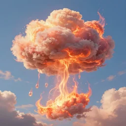 burning clouds, falling, 4k, post-processing, very very detailed, artstation, cute