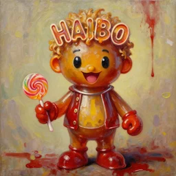 portrait of king of candy mr harry haribo oil painting bloody conquest