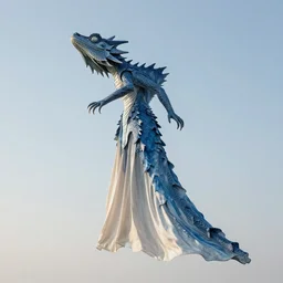 water dragon made of long fabric, avant - garde lava dress, in sky, hd, photo real