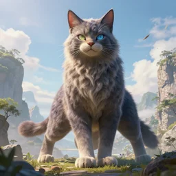 a stunning screenshot of a mythical cat giant, stunning digital art, digital masterpiece, beautiful scenery, highly detailed