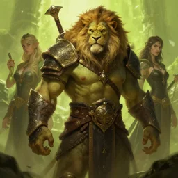 epic professional digital art of male orc lion druid, chartreuse ambient light, painted,, heroic, mythic, detailed, intricate, leesha hannigan, wayne haag, reyna rochin, ignacio fernandez rios, best on artstation, cgsociety, epic, stunning, gorgeous, much wow, cinematic