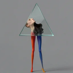 a post - minimalism portrait of a magical triangle glass head, extremely long forehead being sucked into void, with very long legs vibrant color scheme, highly detailed, in the style of romanticism, cinematic, artstation, moebius, greg rutkowski