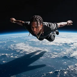 Travis scott flying over Earth