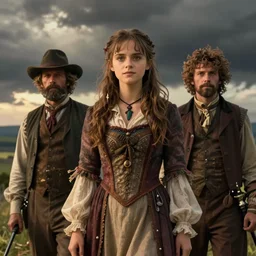 detailed ultrarealistic photo of victorian hippie executioner emma watson, brom, craig mullins, ghibli